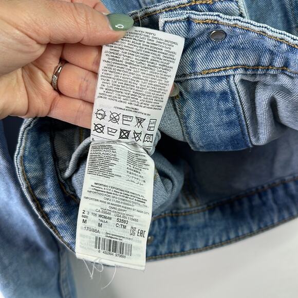 MANGO DENIM Light Wash Denim Long Sleeve Button Up Jean Jacket Size Small - Picture 9 of 11